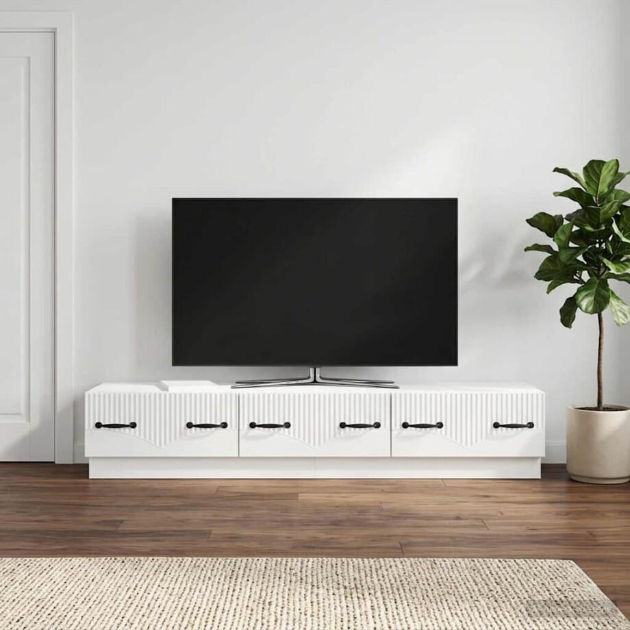 vidaXL TV-kast met lade Hoogglans Wit 147 x 34,5 x 27 cm Bewerkt hout vidaXL TV-kast met lade Hoogglans Wit 147 x 34,5 x 27 cm Bewerkt hout afbeelding 1