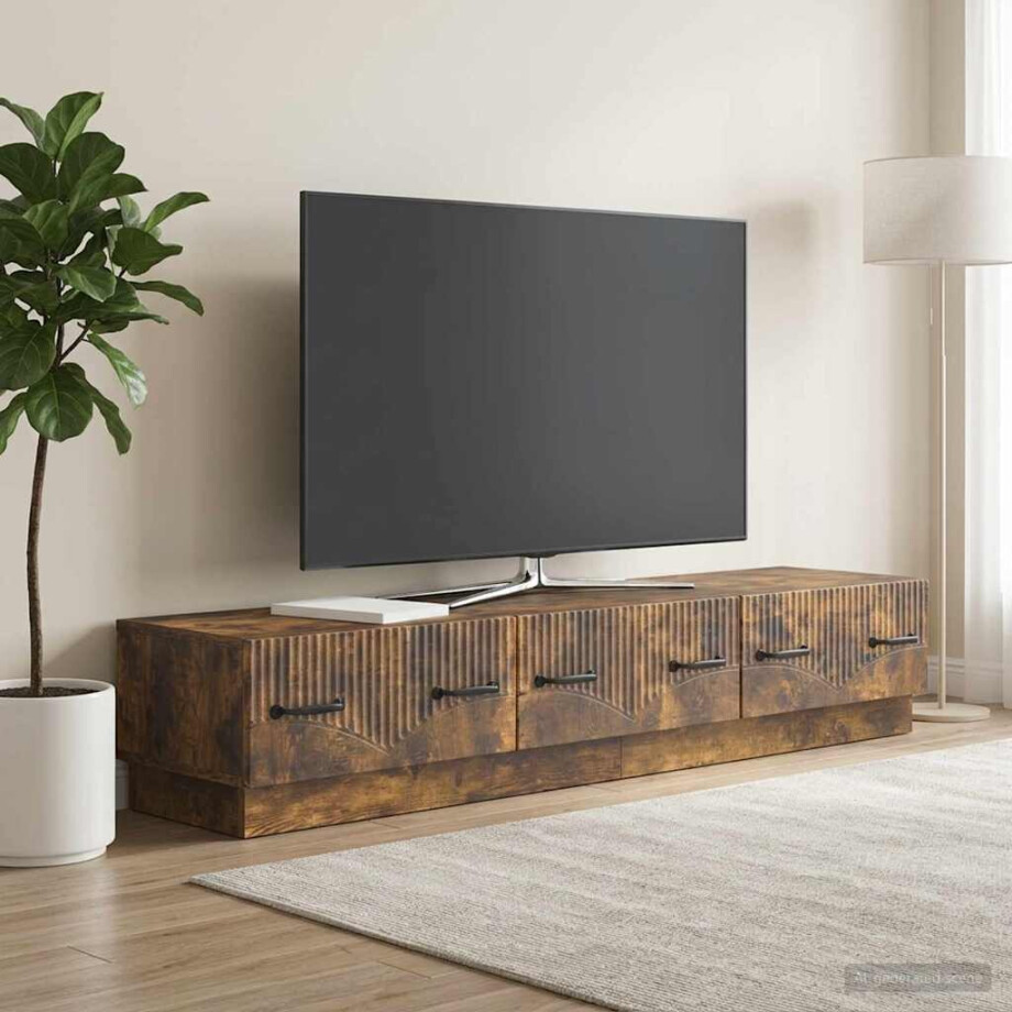 vidaXL TV-kast met lade Gerookt eiken 147 x 34,5 x 27 cm Bewerkt hout vidaXL TV-kast met lade Gerookt eiken 147 x 34,5 x 27 cm Bewerkt hout afbeelding 1