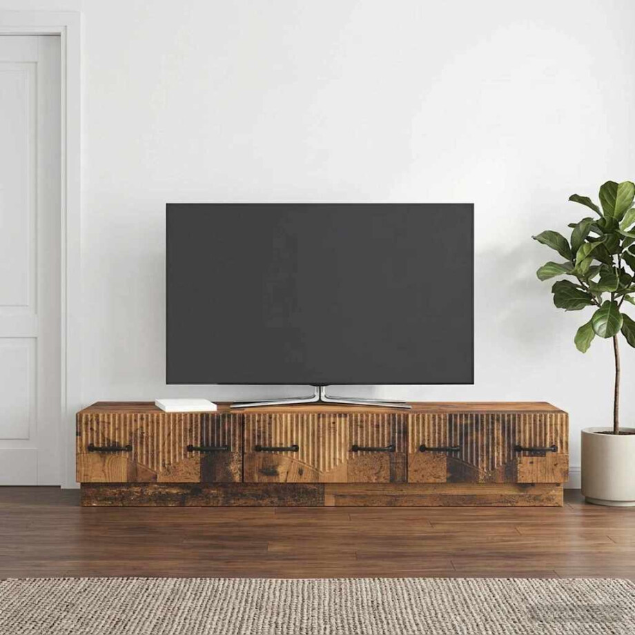 vidaXL TV-kast met lade Oud hout 147 x 34,5 x 27 cm Bewerkt hout vidaXL TV-kast met lade Oud hout 147 x 34,5 x 27 cm Bewerkt hout afbeelding 1