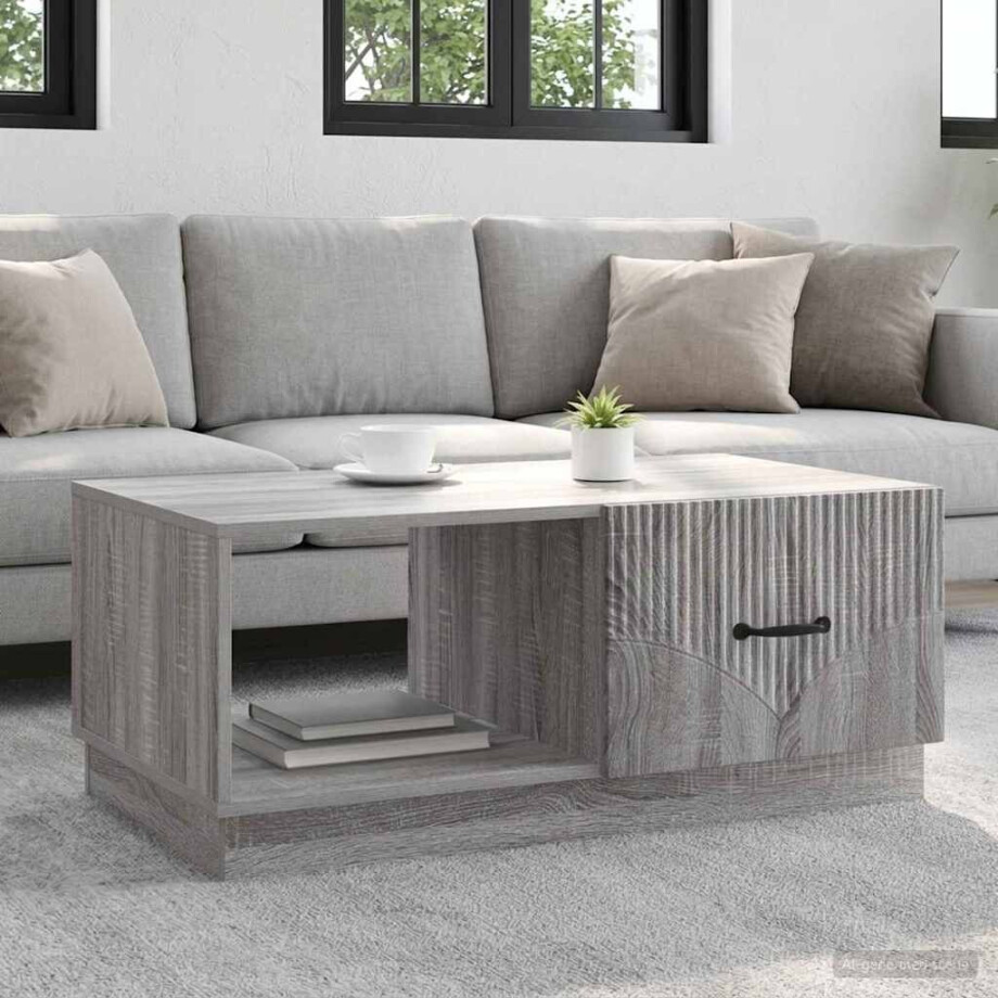 vidaXL Salontafel Grijs sonoma 90 x 50 x 37 cm Bewerkt hout afbeelding 1