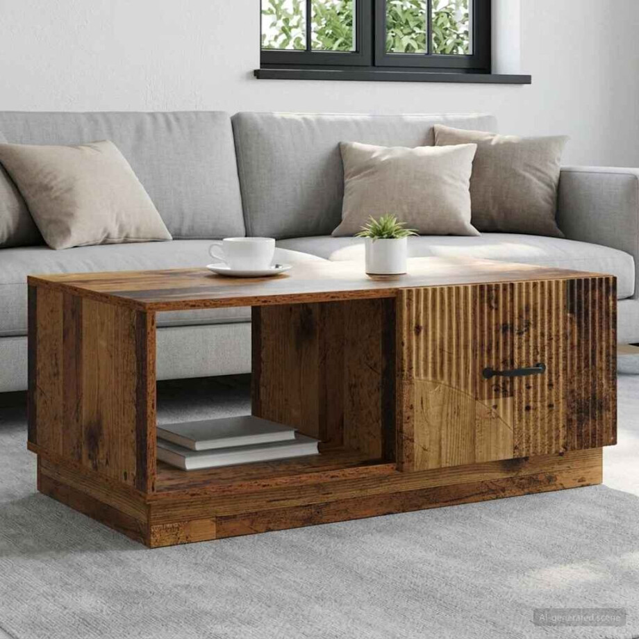 vidaXL Salontafel Oud hout 90 x 50 x 37 cm Bewerkt hout vidaXL Salontafel Oud hout 90 x 50 x 37 cm Bewerkt hout afbeelding 1