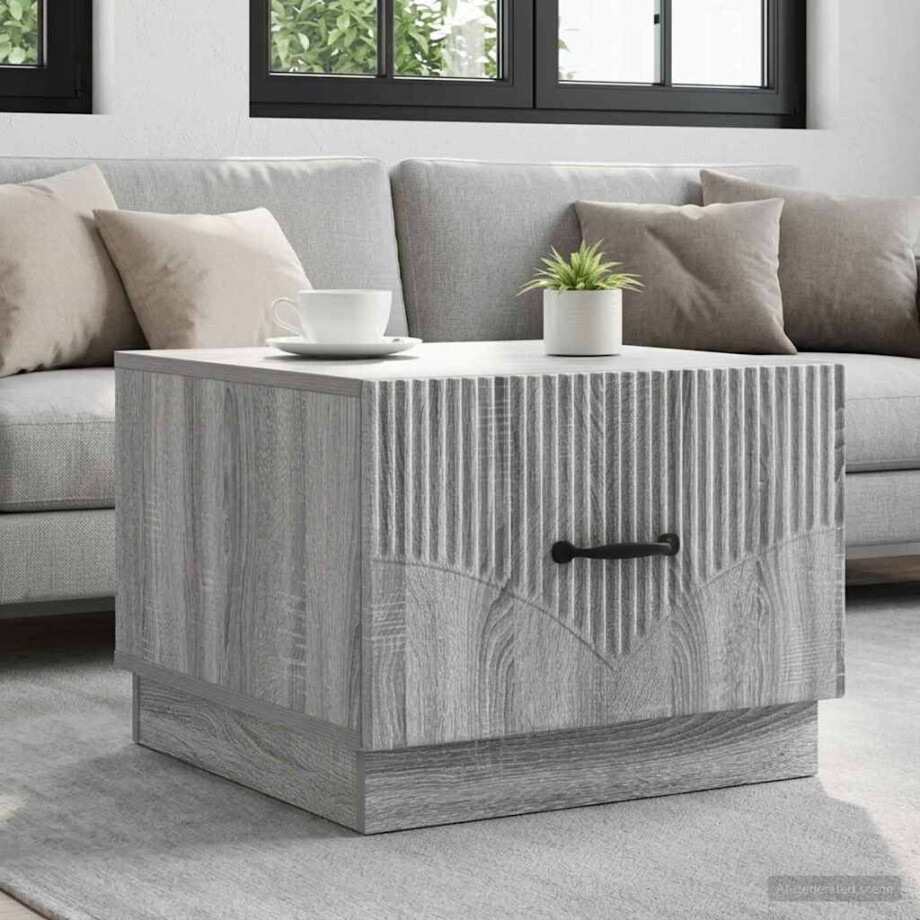 vidaXL Salontafel met lade Grijs sonoma 49 x 50 x 37 cm Bewerkt hout afbeelding 1