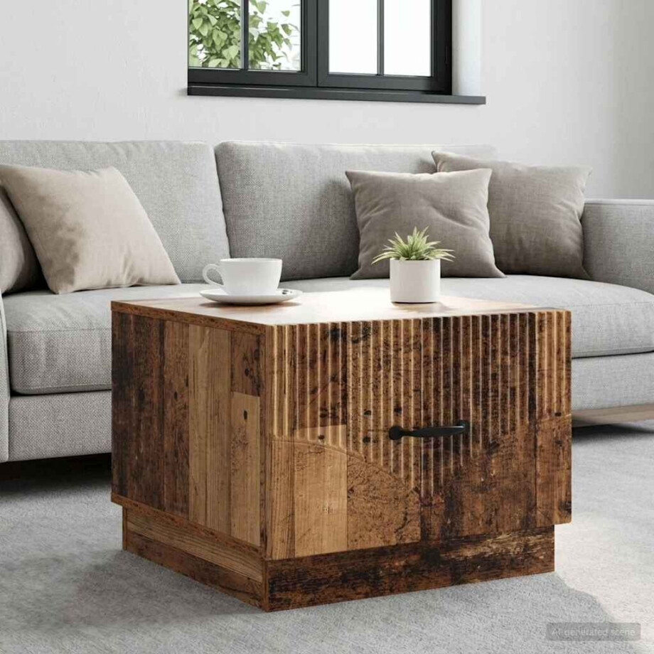 vidaXL Salontafel met lade Oud hout 49 x 50 x 37 cm Bewerkt hout afbeelding 1
