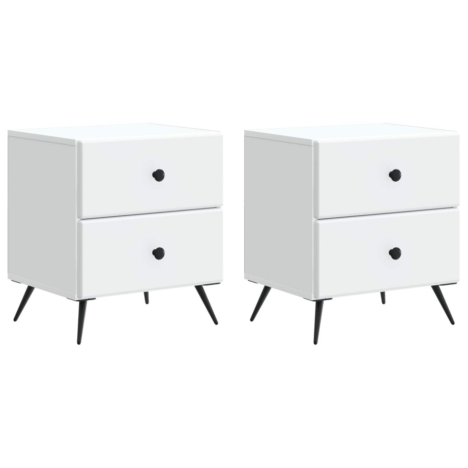 vidaXL Nachtkastje met lade 2 pcs Wit 43 x 34,5 x 47,5 cm Bewerkt hout vidaXL Nachtkastje met lade 2 pcs Wit 43 x 34,5 x 47,5 cm Bewerkt hout afbeelding 1