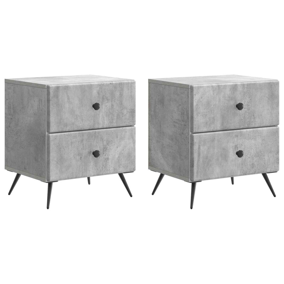 vidaXL Nachtkastje 2 pcs Betongrijs 43 x 34,5 x 47,5 cm Bewerkt hout vidaXL Nachtkastje 2 pcs Betongrijs 43 x 34,5 x 47,5 cm Bewerkt hout afbeelding 1