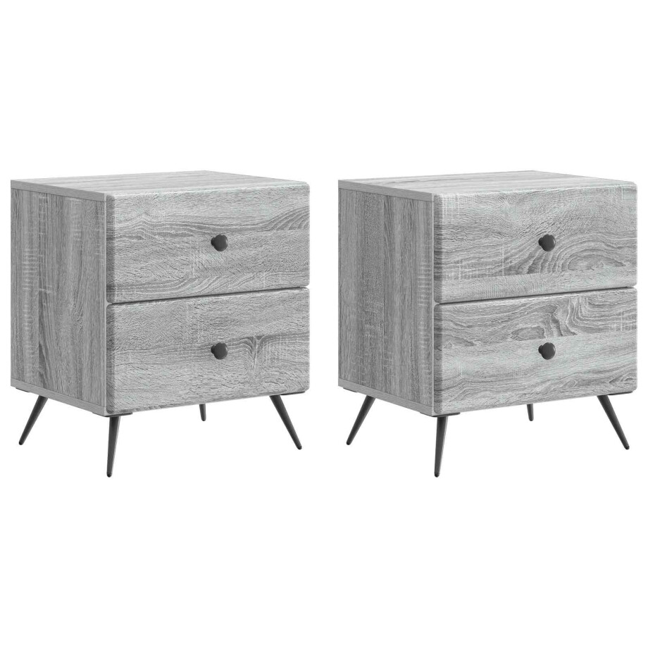 vidaXL Nachtkastje 2 pcs Grijs sonoma 43 x 34,5 x 47,5 cm Bewerkt hout vidaXL Nachtkastje 2 pcs Grijs sonoma 43 x 34,5 x 47,5 cm Bewerkt hout afbeelding 1