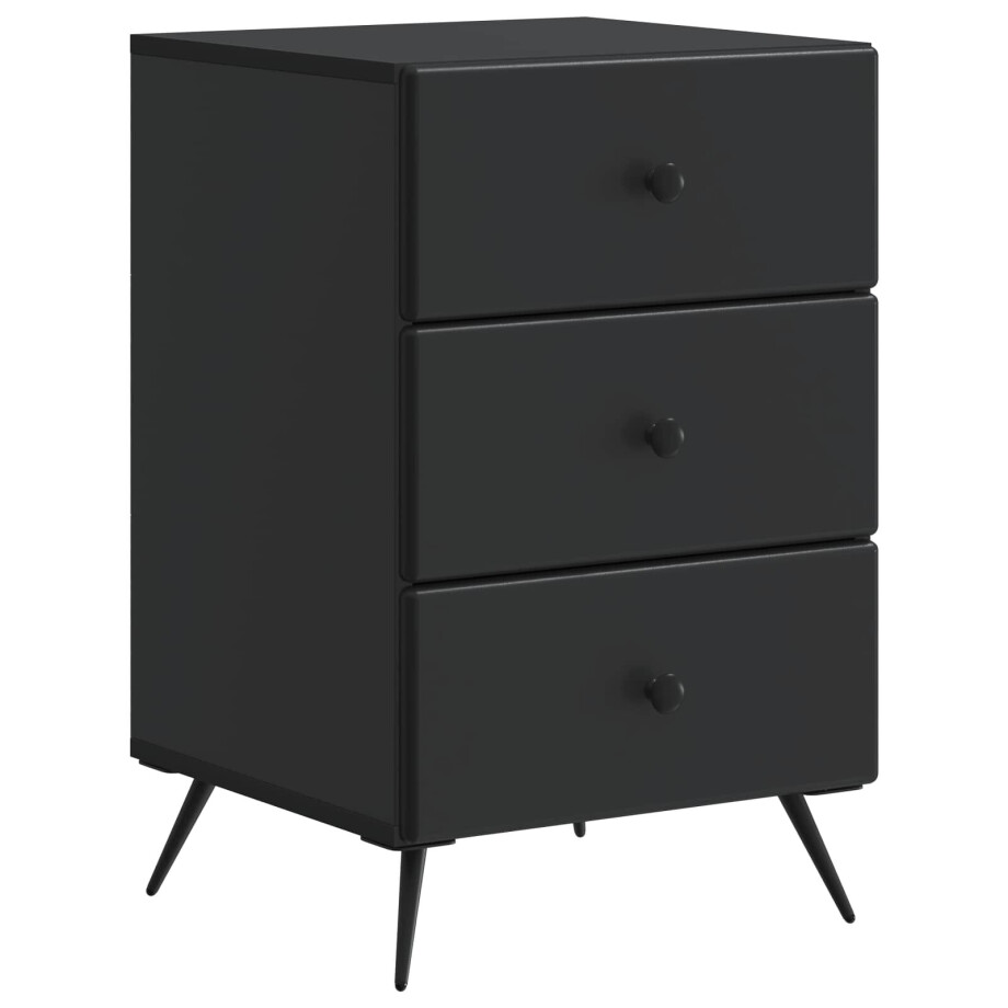 vidaXL Nachtkastje met lade Zwart 43 x 41 x 66,5 cm Bewerkt hout afbeelding 1