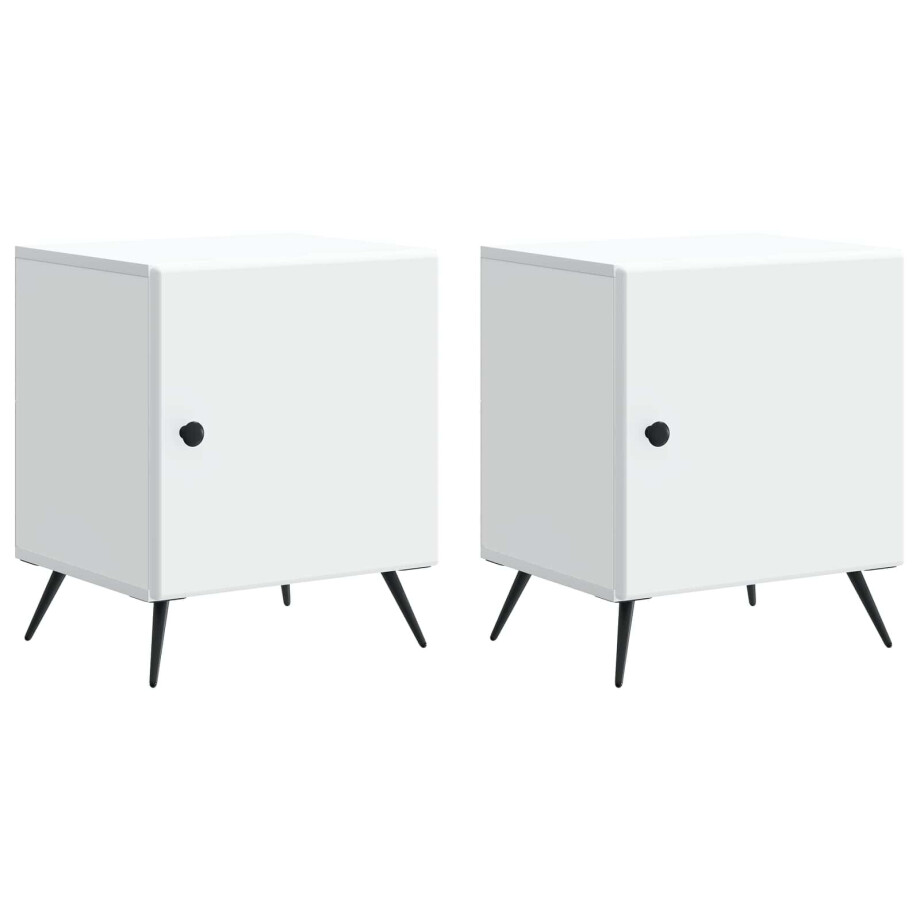 vidaXL Nachtkastje 2 pcs Wit 43 x 34,5 x 50 cm Bewerkt hout vidaXL Nachtkastje 2 pcs Wit 43 x 34,5 x 50 cm Bewerkt hout afbeelding 1