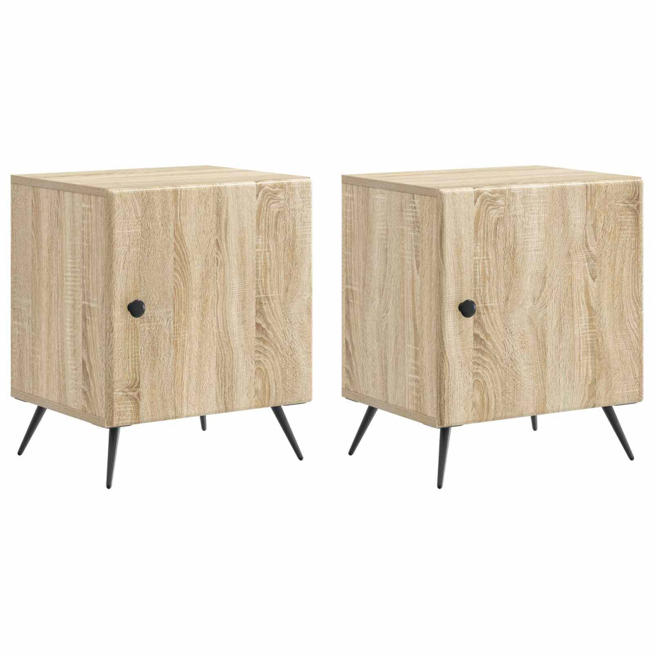 vidaXL Nachtkastje 2 pcs Sonoma Eiken 43 x 34,5 x 50 cm Bewerkt hout afbeelding 1