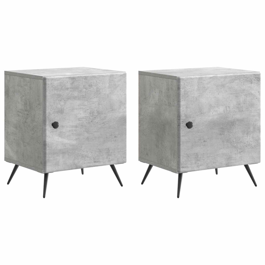 vidaXL Nachtkastje 2 pcs Betongrijs 43 x 34,5 x 50 cm Bewerkt hout vidaXL Nachtkastje 2 pcs Betongrijs 43 x 34,5 x 50 cm Bewerkt hout afbeelding 1