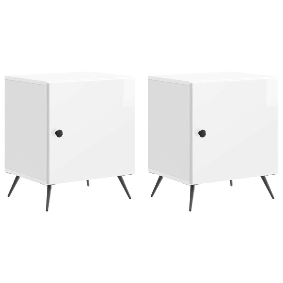 vidaXL Nachtkastje 2 pcs Hoogglans Wit 43 x 34,5 x 50 cm Bewerkt hout vidaXL Nachtkastje 2 pcs Hoogglans Wit 43 x 34,5 x 50 cm Bewerkt hout afbeelding 1