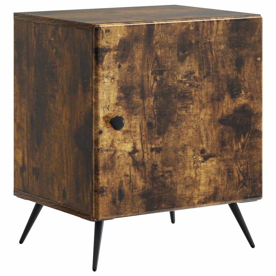 vidaXL Nachtkastje Gerookt eiken 43 x 34,5 x 50 cm Bewerkt hout afbeelding 1