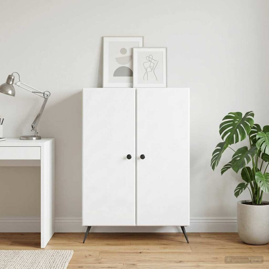 vidaXL Dressoir Wit 66 x 34,5 x 90 cm Bewerkt hout afbeelding 1