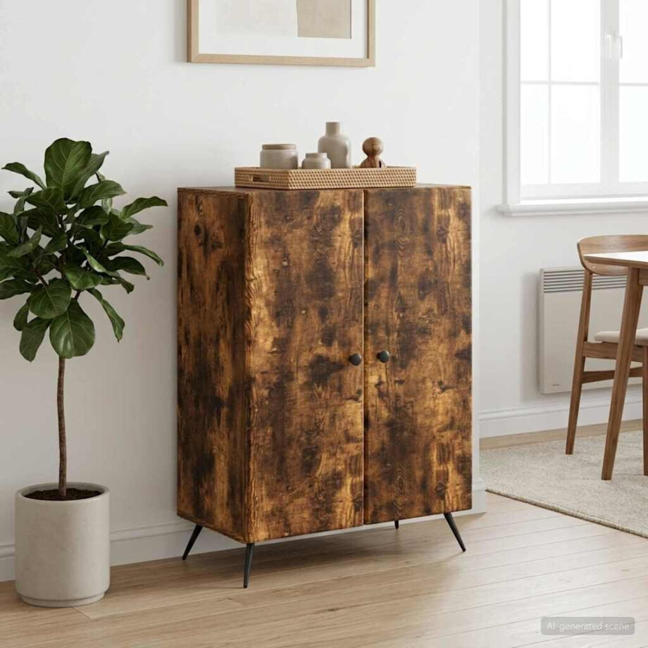 vidaXL Dressoir Gerookt eiken 66 x 34,5 x 90 cm Bewerkt hout afbeelding 1
