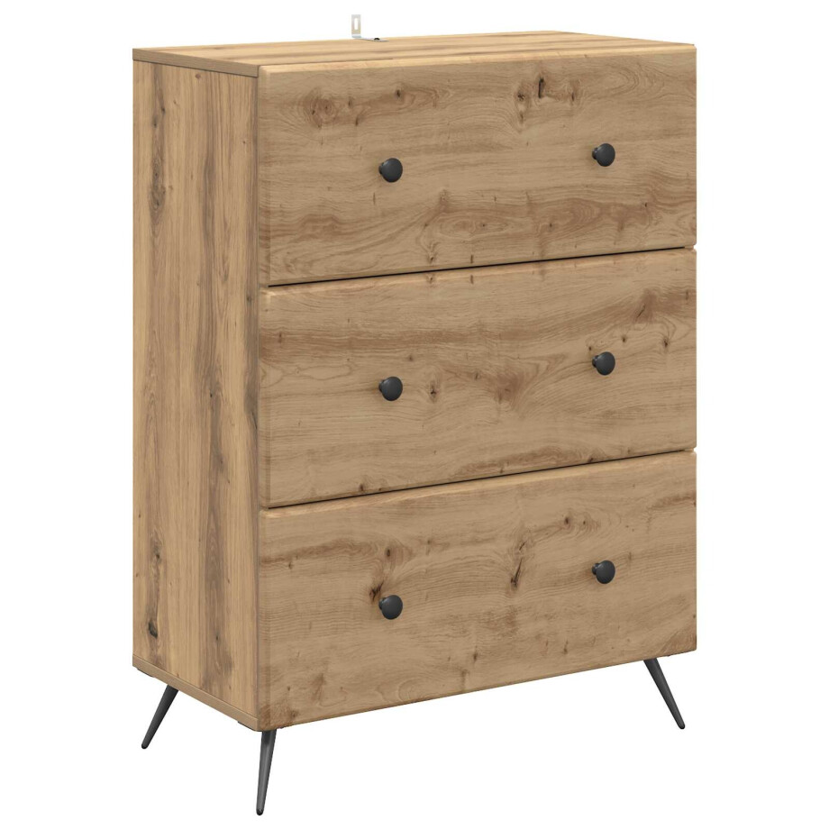 vidaXL Ladenkast Artisanaal eiken 66 x 34,5 x 90 cm Bewerkt hout afbeelding 1