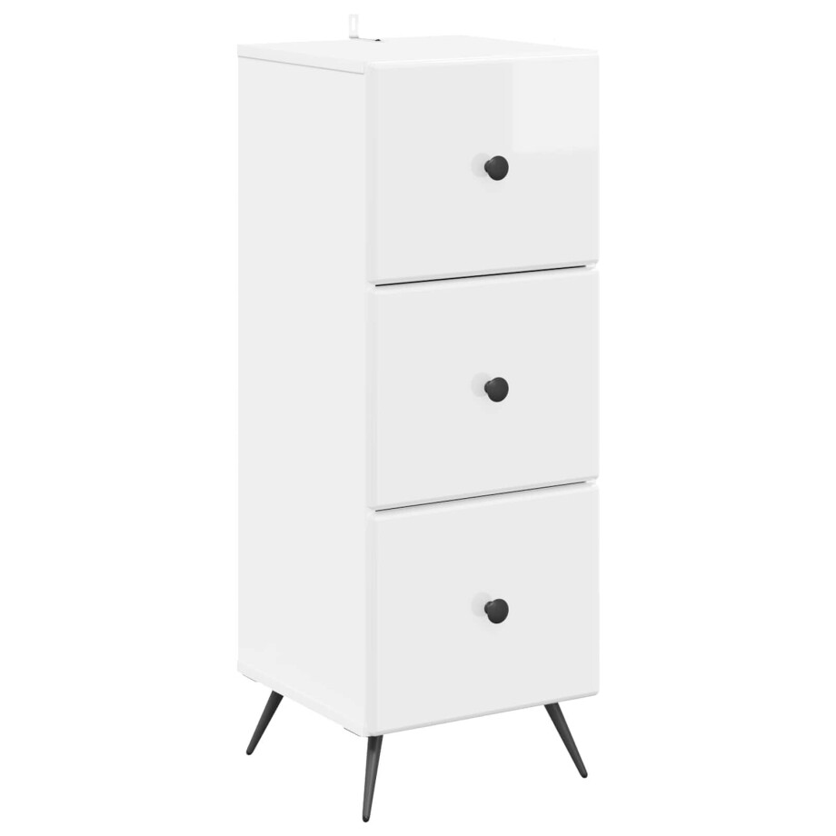 vidaXL Ladenkast Hoogglans Wit 33 x 34,5 x 90 cm Bewerkt hout afbeelding 1