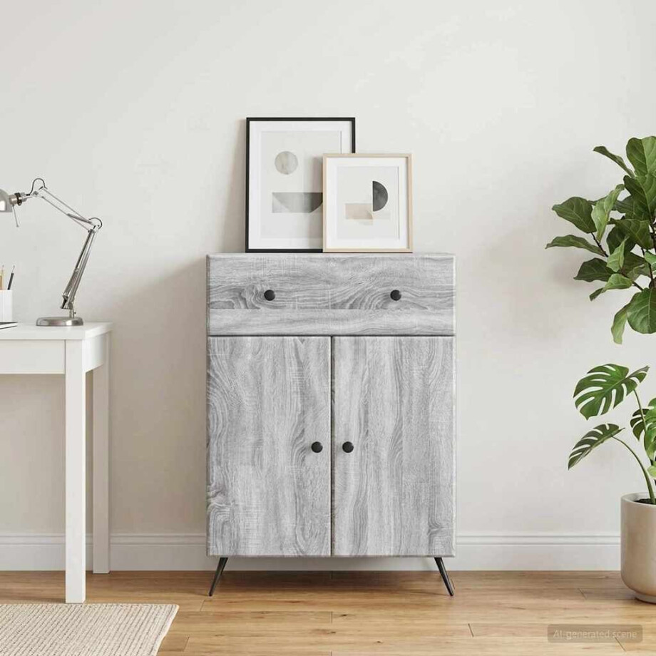 vidaXL Dressoir met lade Grijs sonoma 66 x 34,5 x 90 cm Bewerkt hout vidaXL Dressoir met lade Grijs sonoma 66 x 34,5 x 90 cm Bewerkt hout afbeelding 1