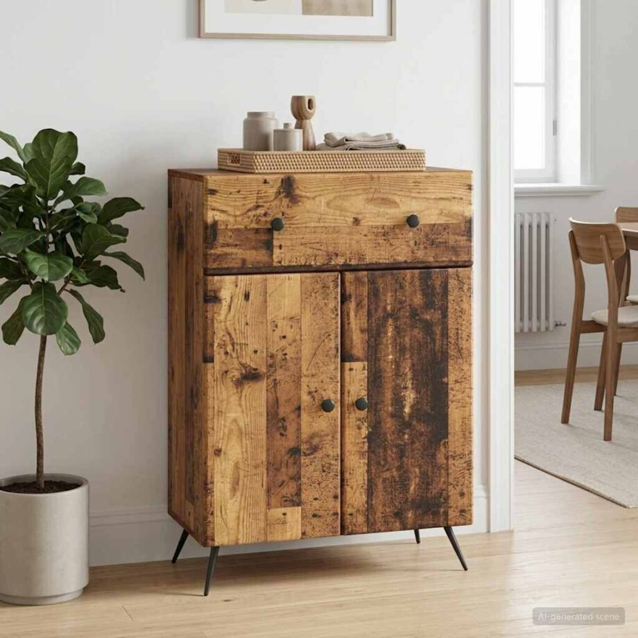 vidaXL Dressoir met lade Oud hout 66 x 34,5 x 90 cm Bewerkt hout vidaXL Dressoir met lade Oud hout 66 x 34,5 x 90 cm Bewerkt hout afbeelding 1