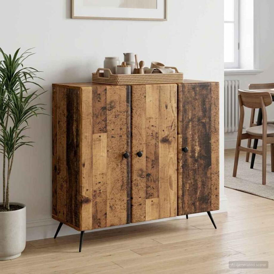 vidaXL Dressoir Oud hout 89 x 34,5 x 80 cm Bewerkt hout afbeelding 1