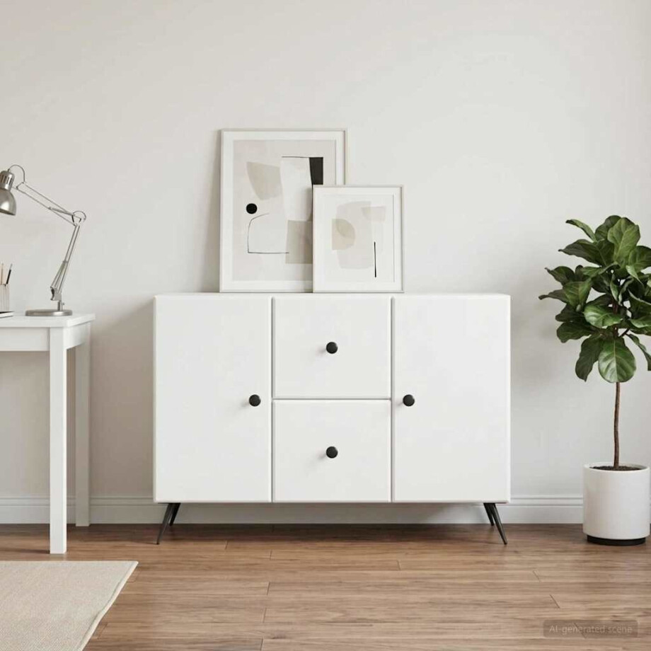 vidaXL Dressoir met lade Wit 89 x 34,5 x 60 cm Bewerkt hout vidaXL Dressoir met lade Wit 89 x 34,5 x 60 cm Bewerkt hout afbeelding 1