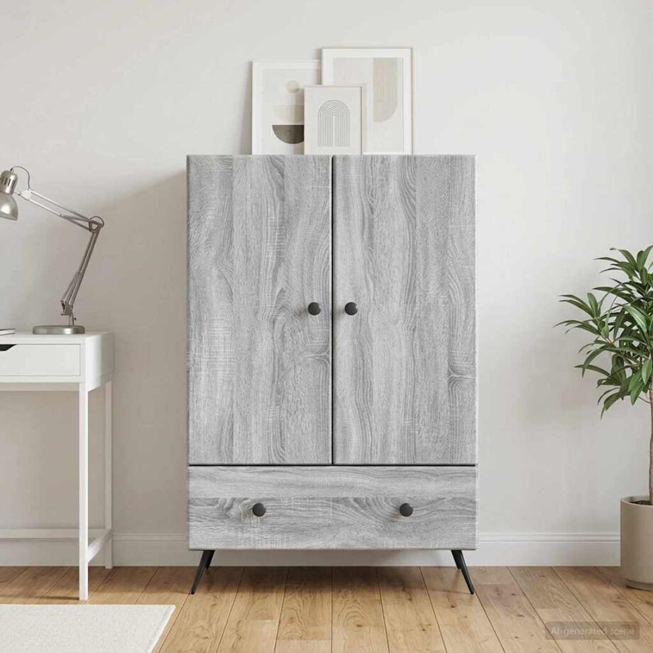 vidaXL Dressoir met lade Grijs sonoma 66 x 34,5 x 95 cm Bewerkt hout afbeelding 1