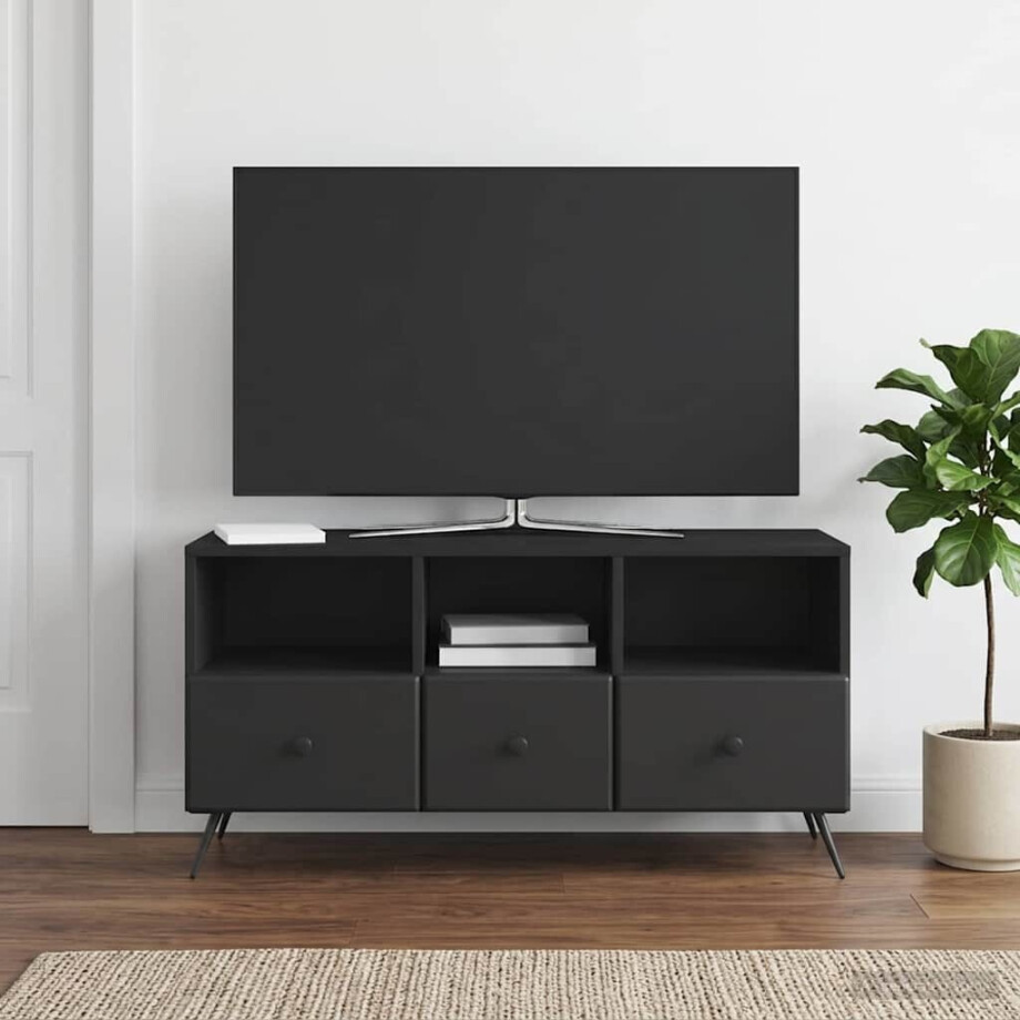 vidaXL TV-kast met lade Zwart 102 x 34,5 x 50 cm Bewerkt hout vidaXL TV-kast met lade Zwart 102 x 34,5 x 50 cm Bewerkt hout afbeelding 1