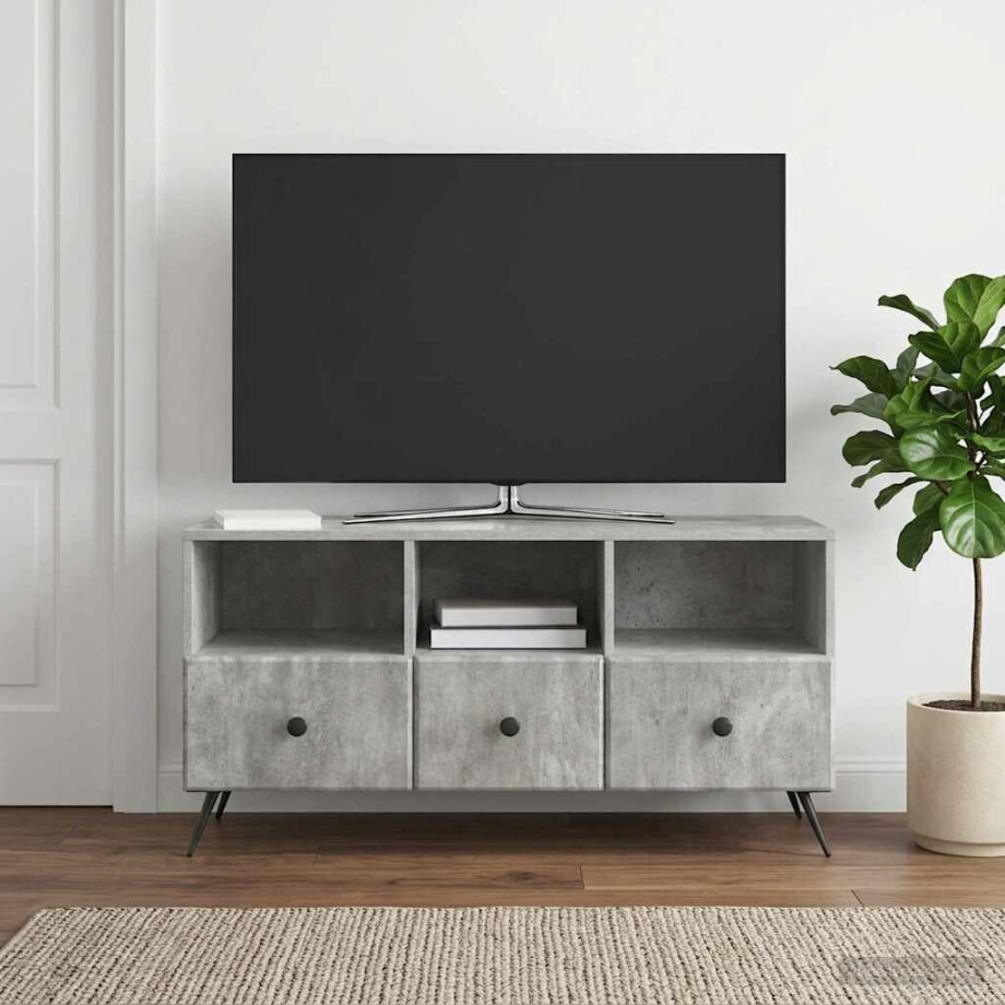 vidaXL TV-kast met lade Betongrijs 102 x 34,5 x 50 cm Bewerkt hout afbeelding 1