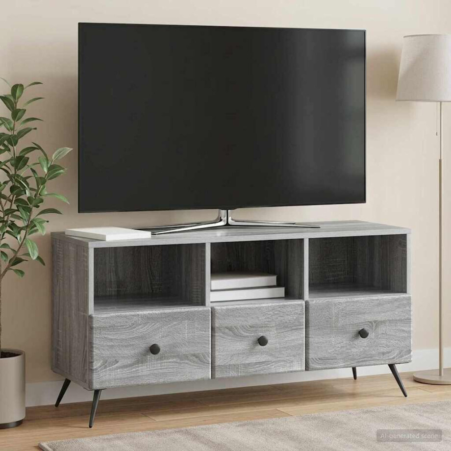 vidaXL TV-kast met lade Grijs sonoma 102 x 34,5 x 50 cm Bewerkt hout vidaXL TV-kast met lade Grijs sonoma 102 x 34,5 x 50 cm Bewerkt hout afbeelding 1