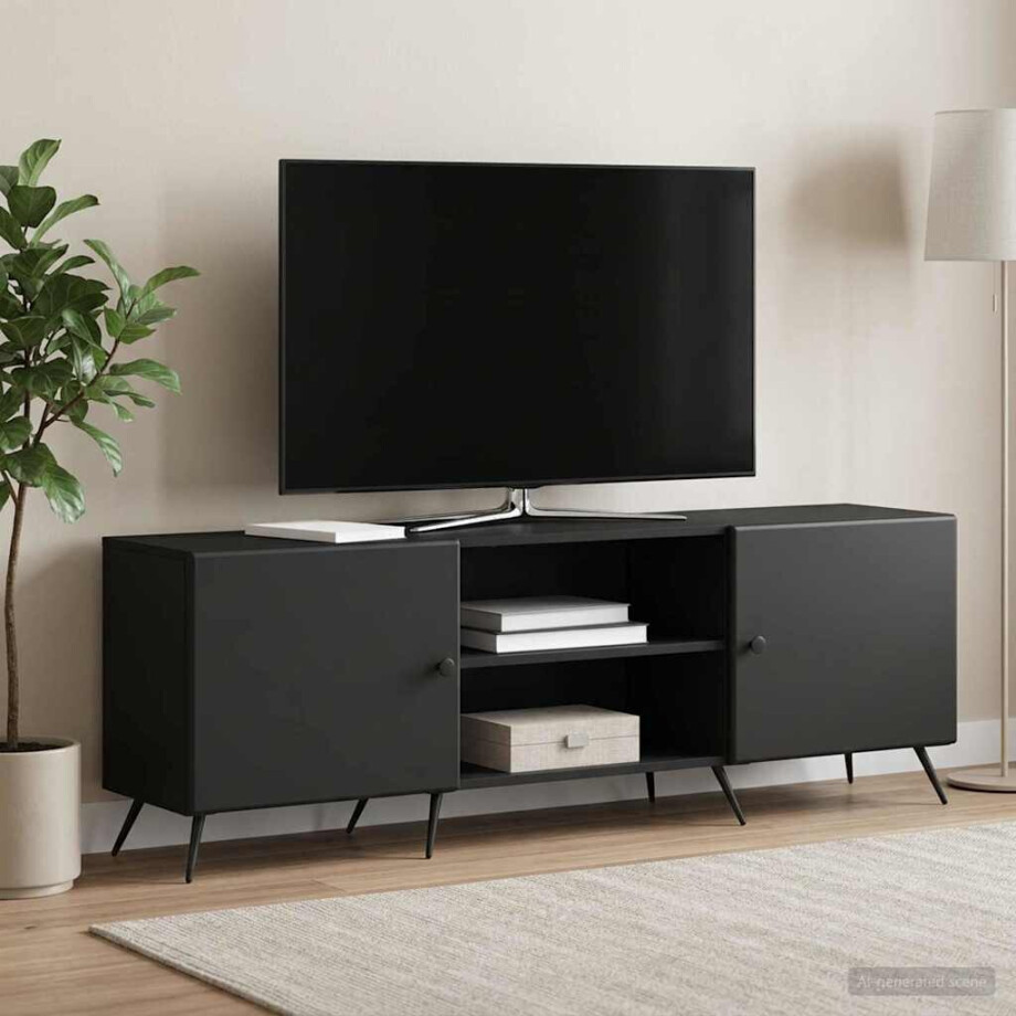 vidaXL TV-kast Zwart 150 x 31 x 50 cm Bewerkt hout afbeelding 1