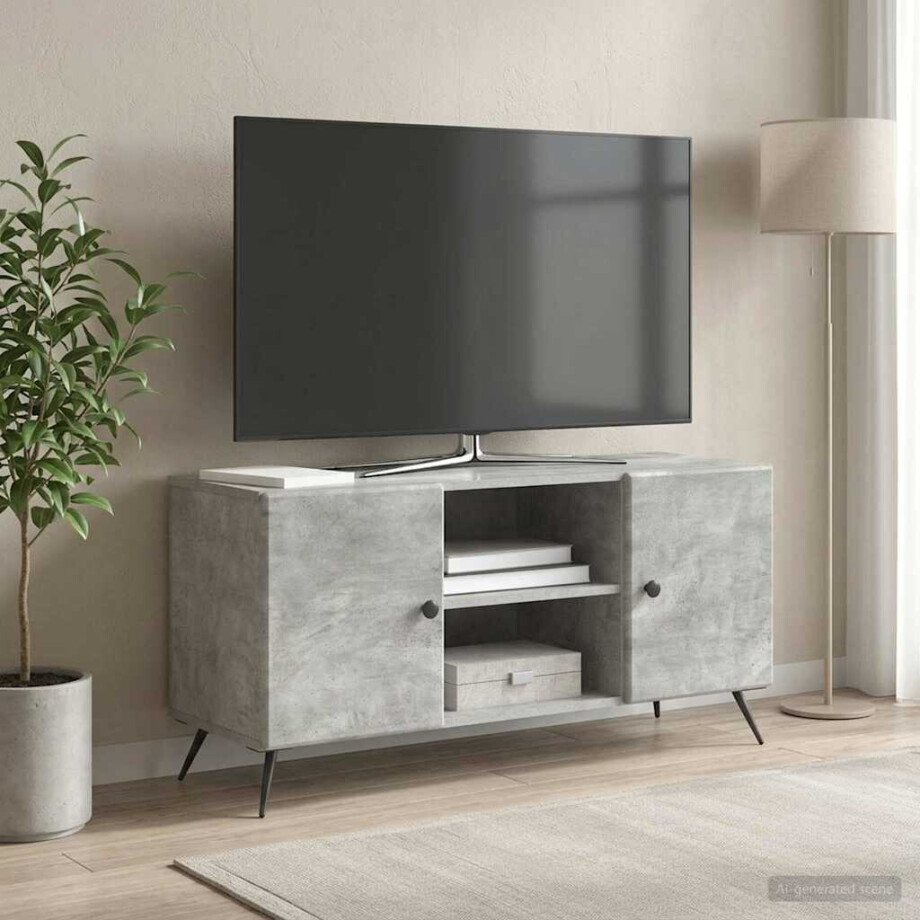 vidaXL TV-kast Betongrijs 102 x 34,5 x 50 cm Bewerkt hout vidaXL TV-kast Betongrijs 102 x 34,5 x 50 cm Bewerkt hout afbeelding 1
