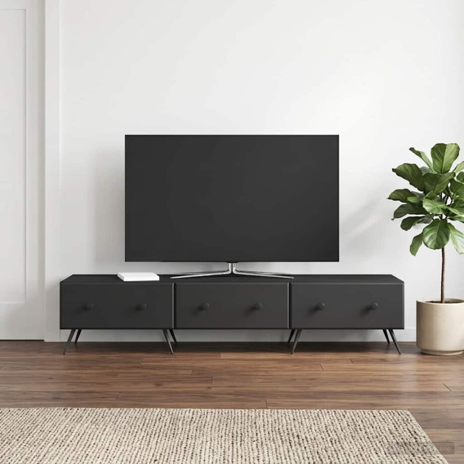 vidaXL TV-kast met lade Zwart 147 x 34,5 x 30 cm Bewerkt hout vidaXL TV-kast met lade Zwart 147 x 34,5 x 30 cm Bewerkt hout afbeelding 1