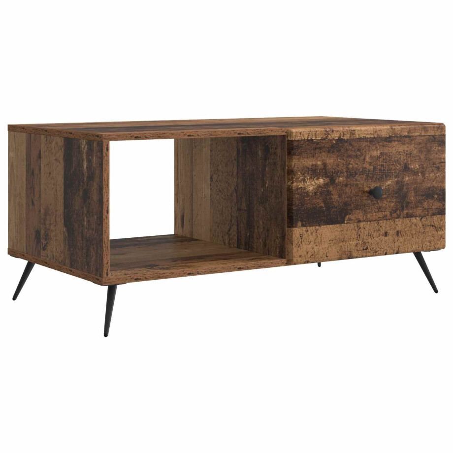 vidaXL Salontafel Oud hout 90 x 50 x 40 cm Bewerkt hout afbeelding 1