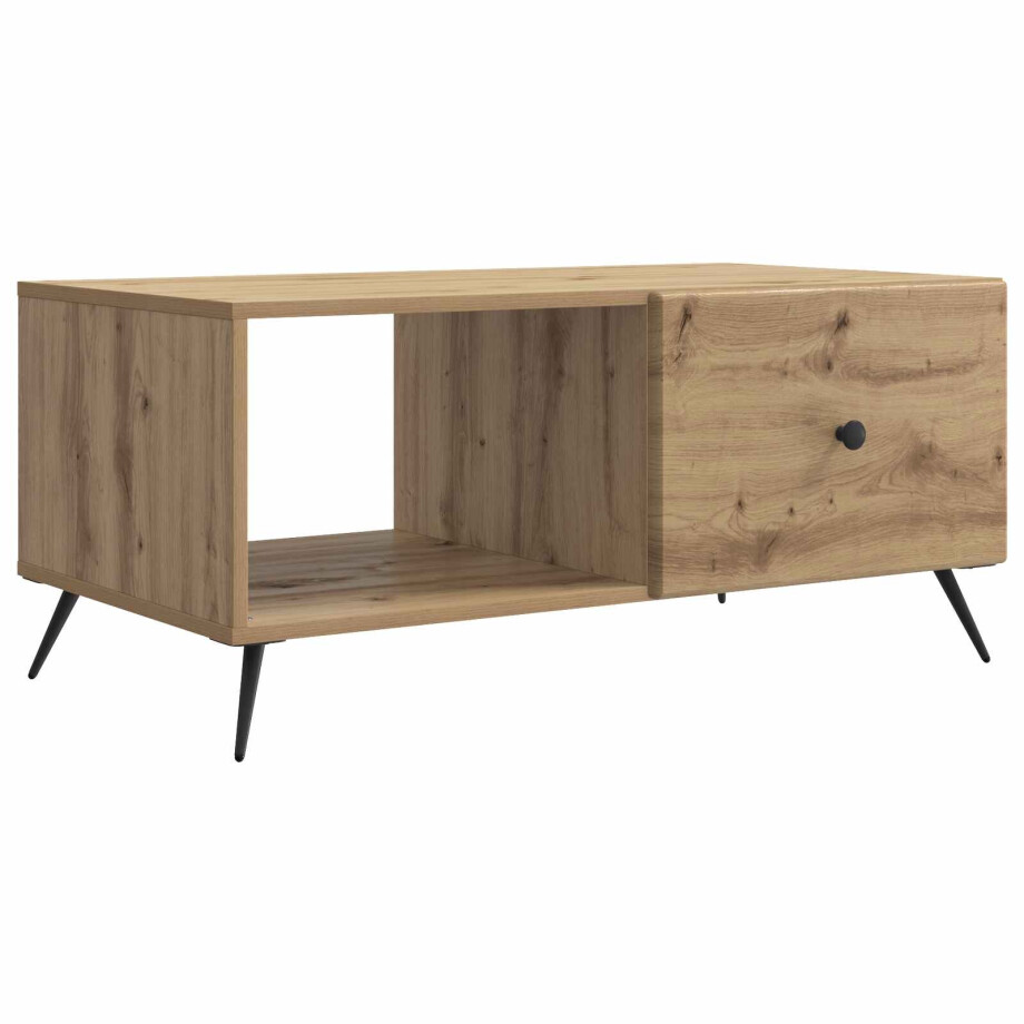 vidaXL Salontafel Artisanaal eiken 90 x 50 x 40 cm Bewerkt hout afbeelding 1