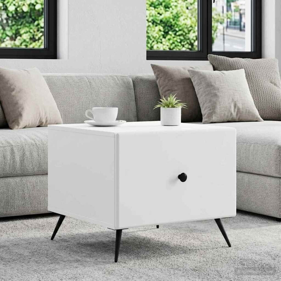 vidaXL Salontafel met lade Wit 49 x 50 x 40 cm Bewerkt hout vidaXL Salontafel met lade Wit 49 x 50 x 40 cm Bewerkt hout afbeelding 1