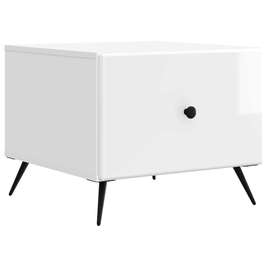 vidaXL Salontafel met lade Hoogglans Wit 49 x 50 x 40 cm Bewerkt hout afbeelding 1