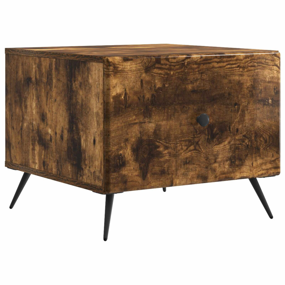 vidaXL Salontafel met lade Gerookt eiken 49 x 50 x 40 cm Bewerkt hout afbeelding 1