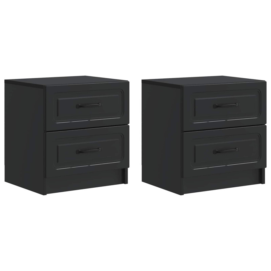 vidaXL Nachtkastje 2 pcs Zwart 43 x 34,5 x 44,5 cm Bewerkt hout vidaXL Nachtkastje 2 pcs Zwart 43 x 34,5 x 44,5 cm Bewerkt hout afbeelding 1