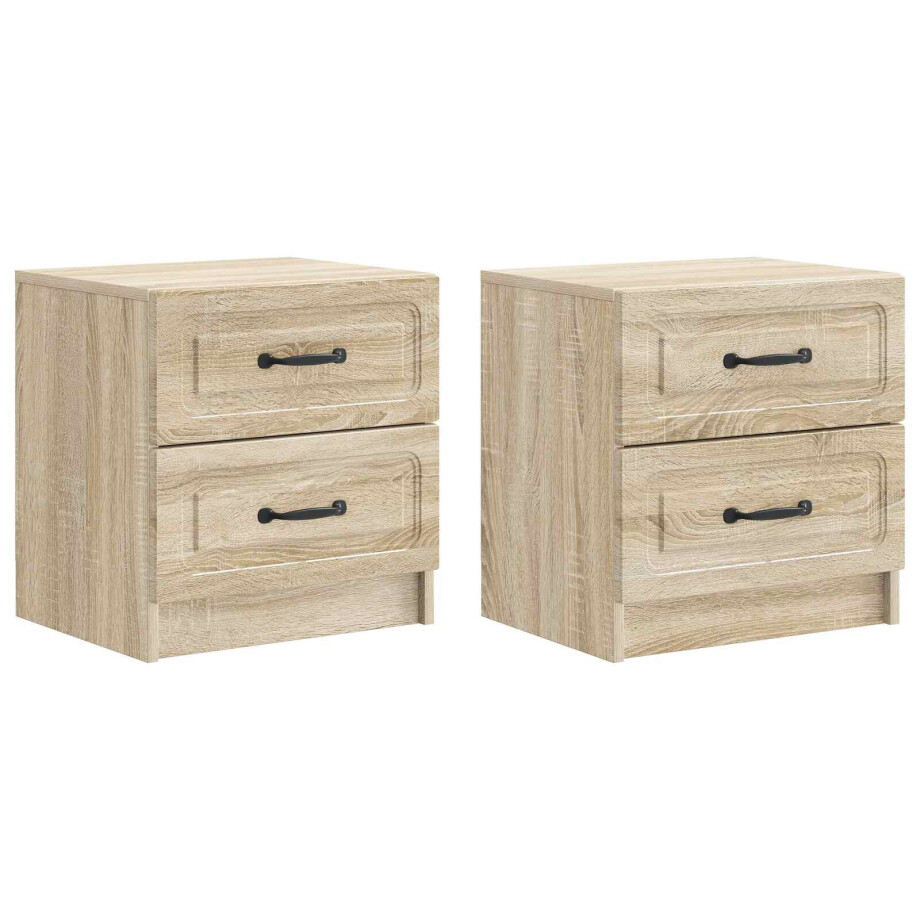 vidaXL Nachtkastje 2 pcs Sonoma Eiken 43 x 34,5 x 44,5 cm Bewerkt hout vidaXL Nachtkastje 2 pcs Sonoma Eiken 43 x 34,5 x 44,5 cm Bewerkt hout afbeelding 1