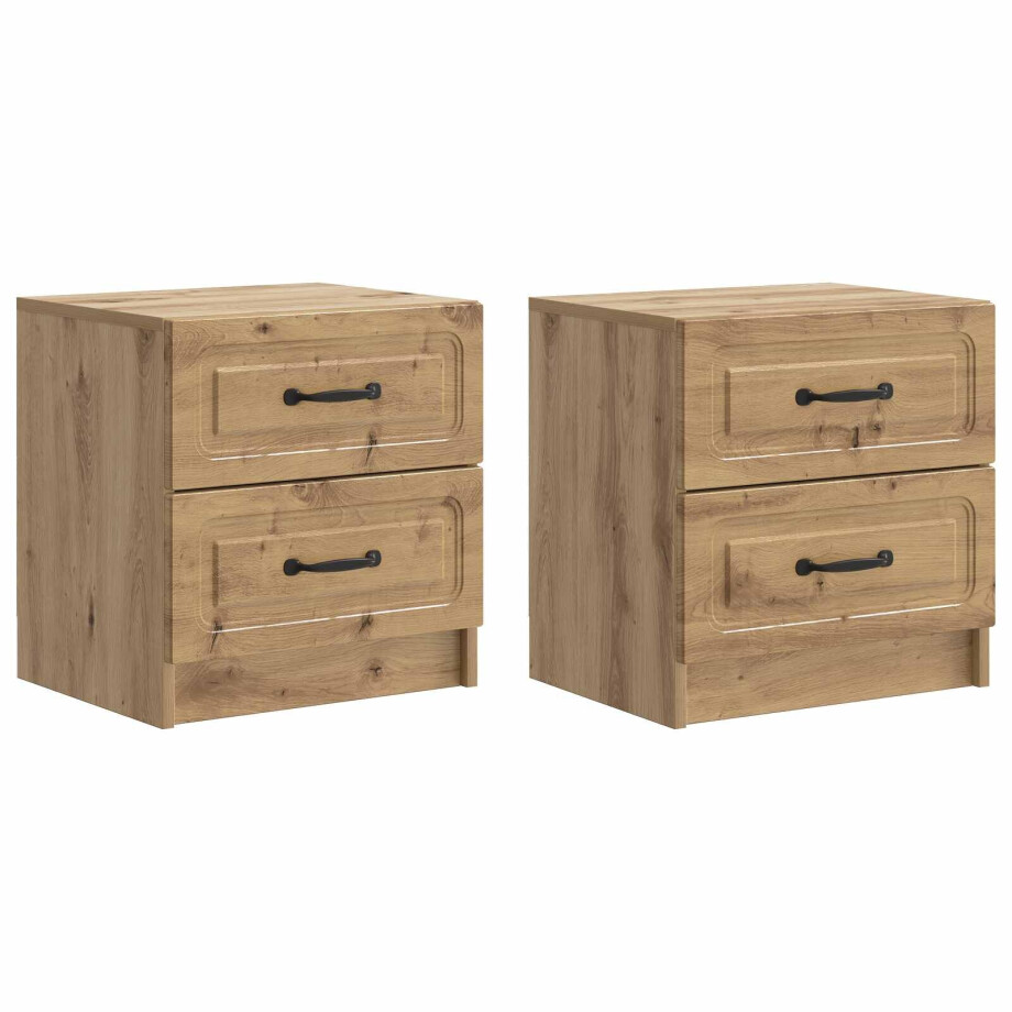 vidaXL Nachtkastje met lade 2 pcs Artisanaal eiken 43 x 34,5 x 44,5 cm afbeelding 1