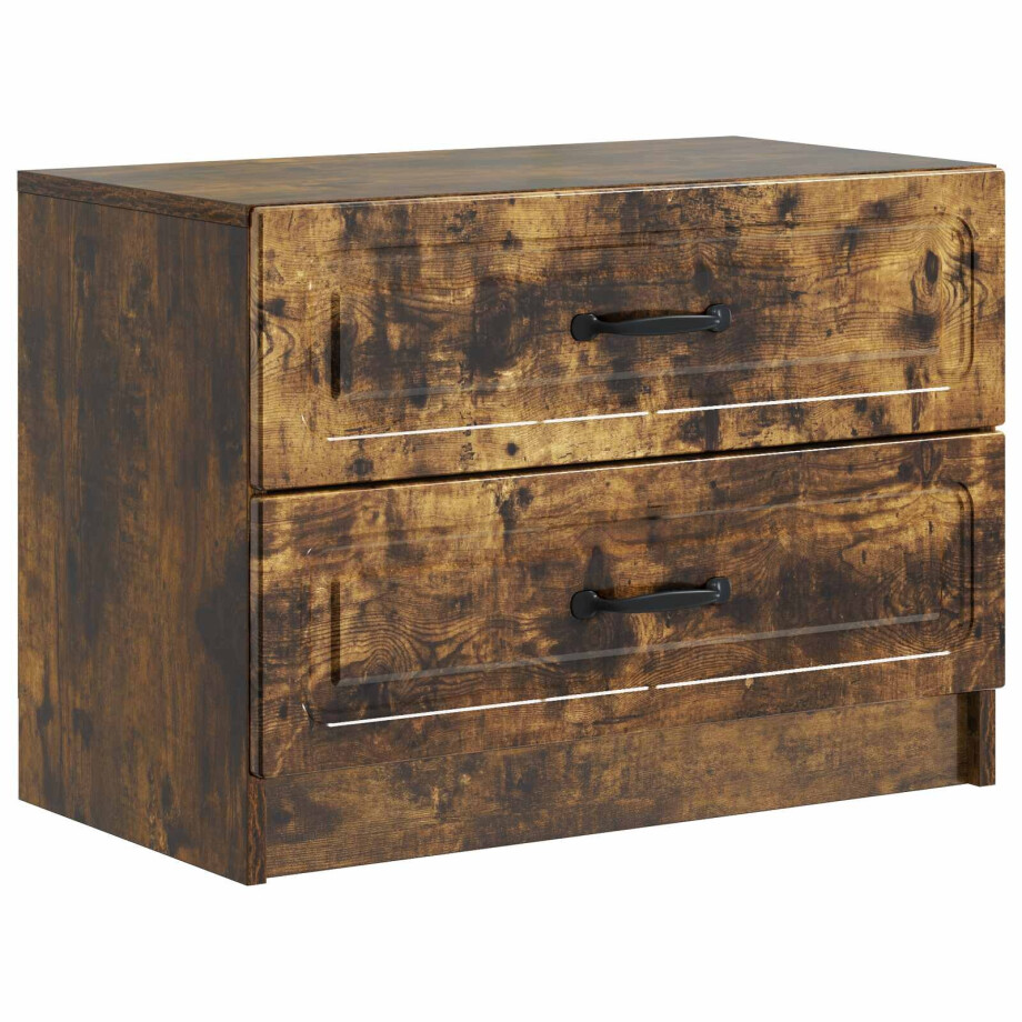 vidaXL Nachtkastje Gerookt eiken 62 x 34,5 x 44,5 cm Bewerkt hout vidaXL Nachtkastje Gerookt eiken 62 x 34,5 x 44,5 cm Bewerkt hout afbeelding 1