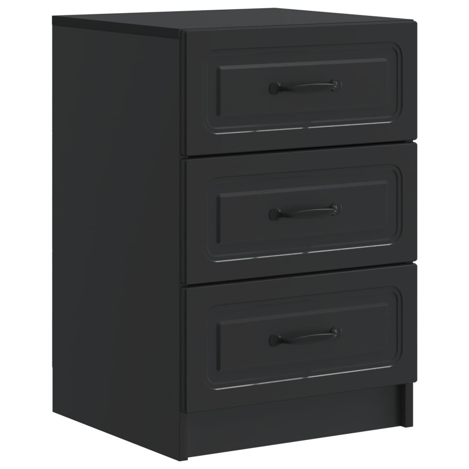 vidaXL Nachtkastje met lade Zwart 43 x 41 x 63,5 cm Bewerkt hout afbeelding 1