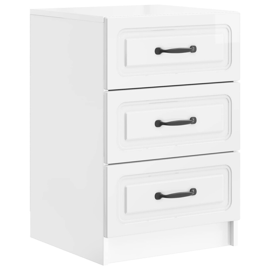 vidaXL Nachtkastje Hoogglans Wit 43 x 41 x 63,5 cm Bewerkt hout vidaXL Nachtkastje Hoogglans Wit 43 x 41 x 63,5 cm Bewerkt hout afbeelding 1