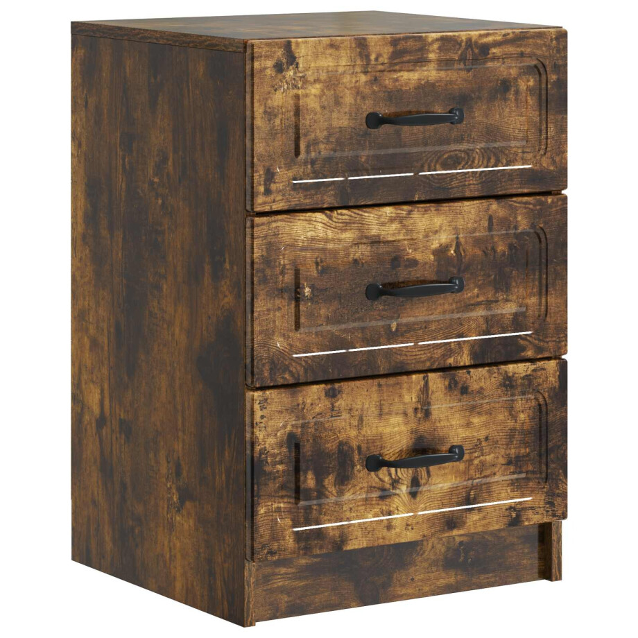vidaXL Nachtkastje Gerookt eiken 43 x 41 x 63,5 cm Bewerkt hout vidaXL Nachtkastje Gerookt eiken 43 x 41 x 63,5 cm Bewerkt hout afbeelding 1