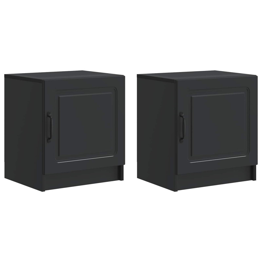 vidaXL Nachtkastje 2 pcs Zwart 43 x 34,5 x 47 cm Bewerkt hout afbeelding 1