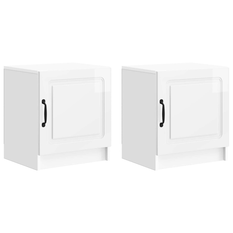 vidaXL Nachtkastje 2 pcs Hoogglans Wit 43 x 34,5 x 47 cm Bewerkt hout afbeelding 1