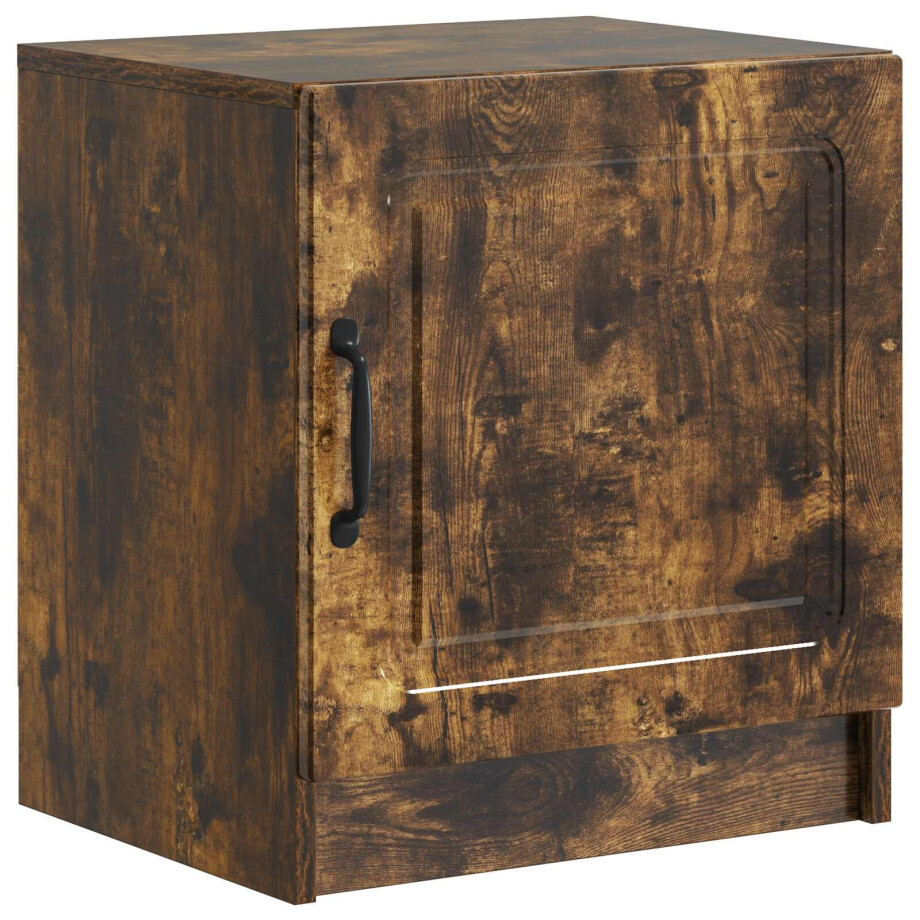 vidaXL Nachtkastje Gerookt eiken 43 x 34,5 x 47 cm Bewerkt hout afbeelding 1