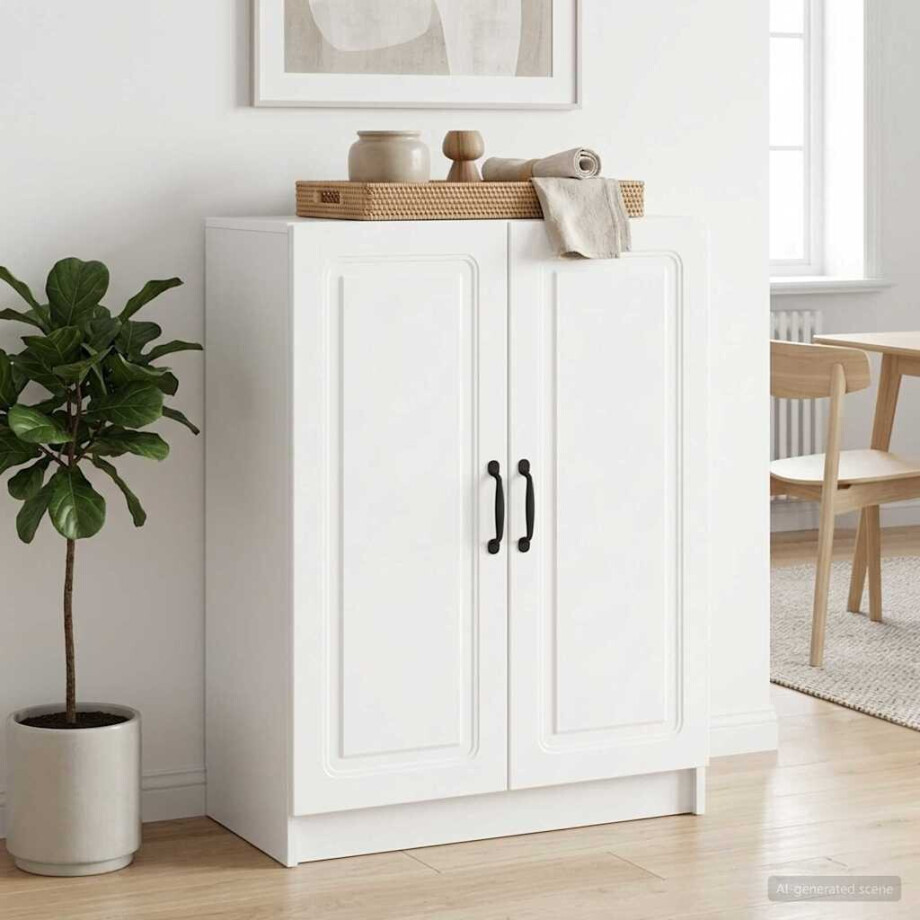 vidaXL Dressoir Hoogglans Wit 66 x 34,5 x 87 cm Bewerkt hout afbeelding 1