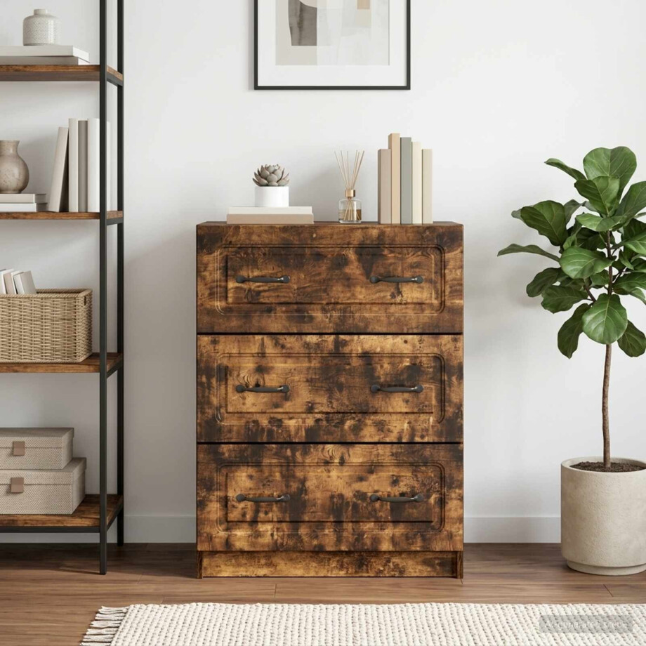 vidaXL Ladenkast Gerookt eiken 66 x 34,5 x 87 cm Bewerkt hout afbeelding 1
