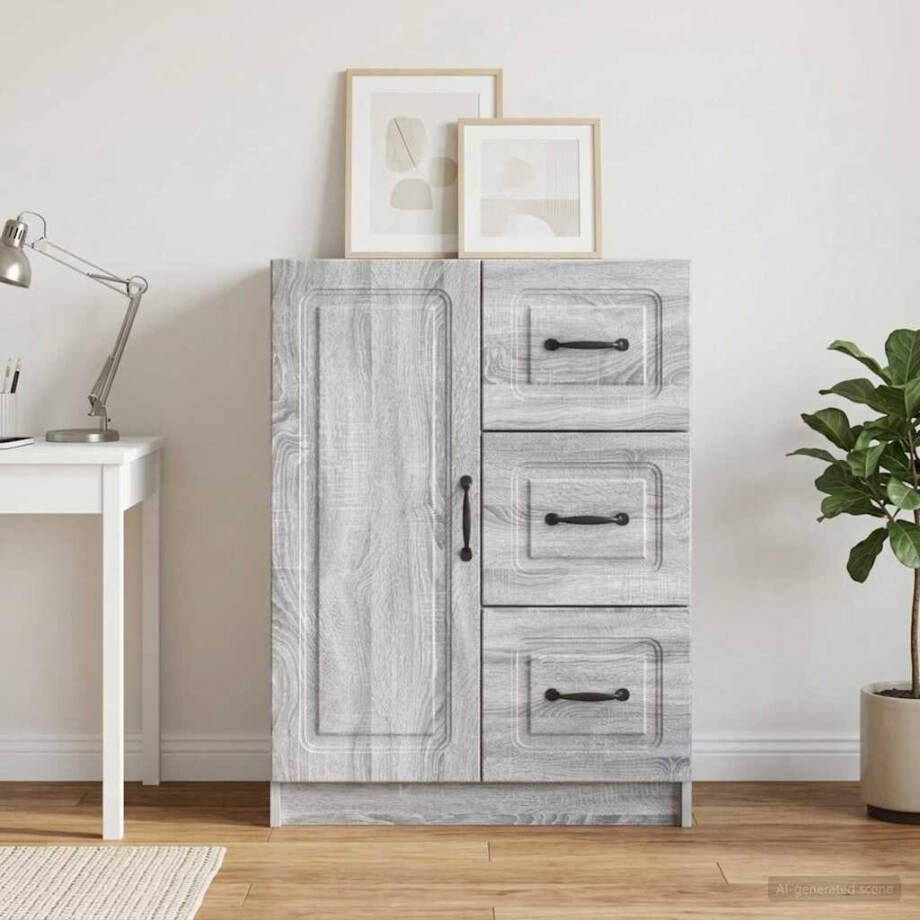 vidaXL Dressoir met lade Grijs sonoma 66 x 34,5 x 87 cm Bewerkt hout vidaXL Dressoir met lade Grijs sonoma 66 x 34,5 x 87 cm Bewerkt hout afbeelding 1