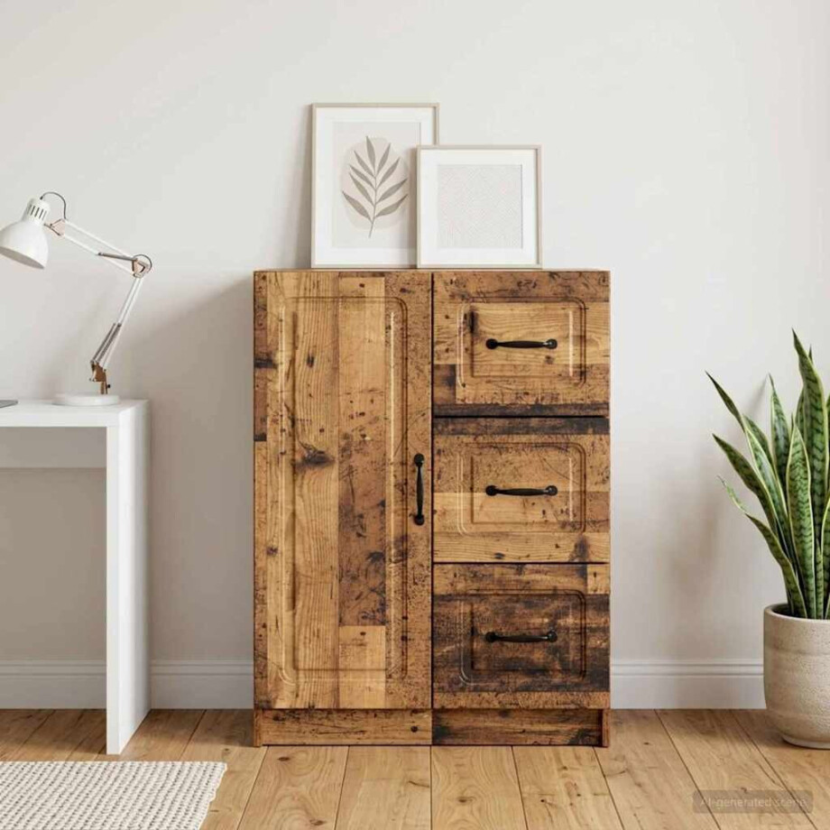 vidaXL Dressoir met lade Oud hout 66 x 34,5 x 87 cm Bewerkt hout vidaXL Dressoir met lade Oud hout 66 x 34,5 x 87 cm Bewerkt hout afbeelding 1